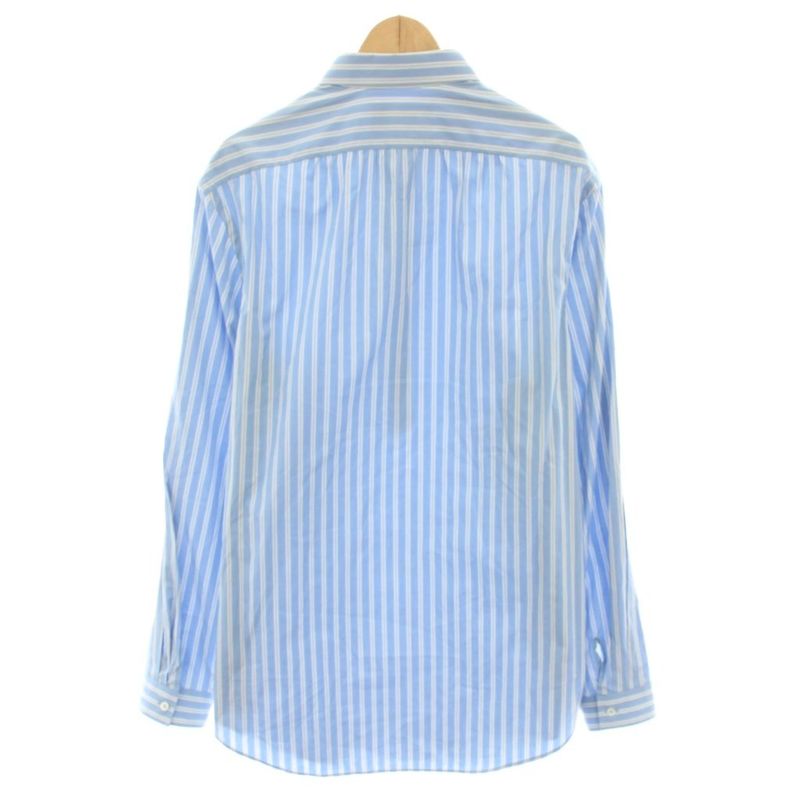 Gucci Shirt Long Sleeve Half Button Striped Pattern 46 Light Blue Light Blue
