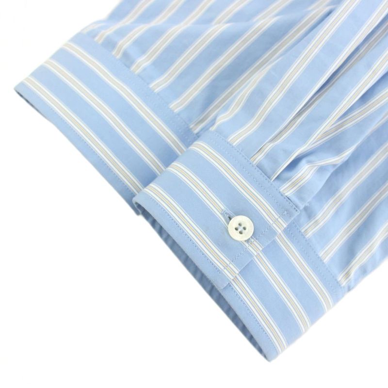 Gucci Shirt Long Sleeve Half Button Striped Pattern 46 Light Blue Light Blue