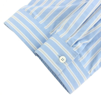 Gucci Shirt Long Sleeve Half Button Striped Pattern 46 Light Blue Light Blue