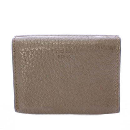 Fendi Peekaboo Micro Wallet Trifold Wallet Compact Turnlock Leather Logo Khaki