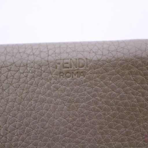 Fendi Peekaboo Micro Wallet Trifold Wallet Compact Turnlock Leather Logo Khaki