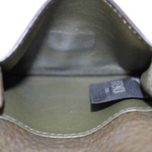 Fendi Peekaboo Micro Wallet Trifold Wallet Compact Turnlock Leather Logo Khaki