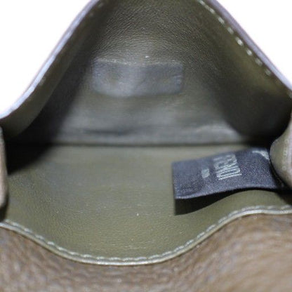 Fendi Peekaboo Micro Wallet Trifold Wallet Compact Turnlock Leather Logo Khaki