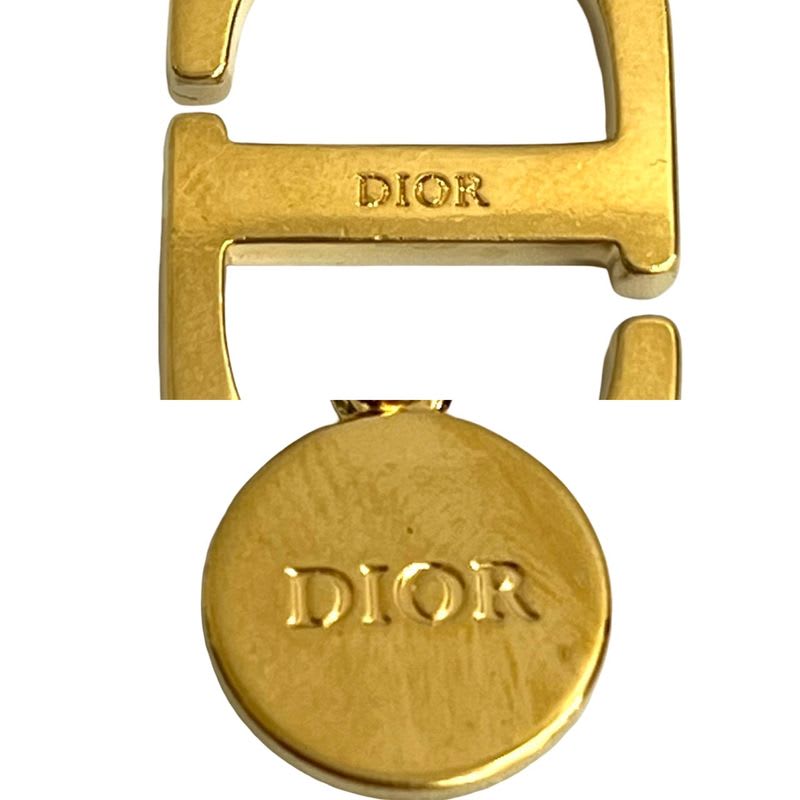 Christian Dior CD Logo Motif GP Chain Necklace Pendant Accessory