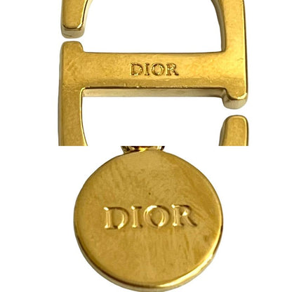 Christian Dior CD Logo Motif GP Chain Necklace Pendant Accessory