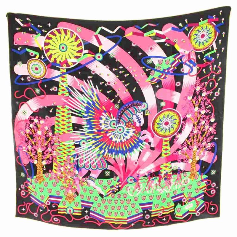 Hermes Care 90 LA Source de Pegase Source of Pegasus Scarf All Over Pattern