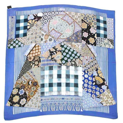 Hermes Carre 90 L'art du Sarasa Sarah Art Scarf All Over Pattern Silk Blue An22