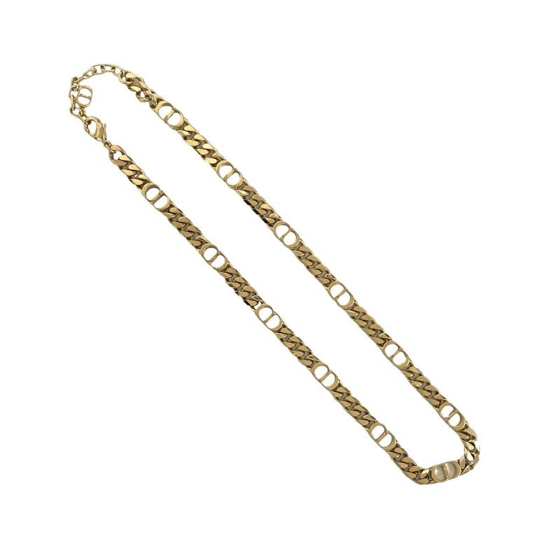 Christian Dior CD Logo GP Necklace Choker Pendant Accessory