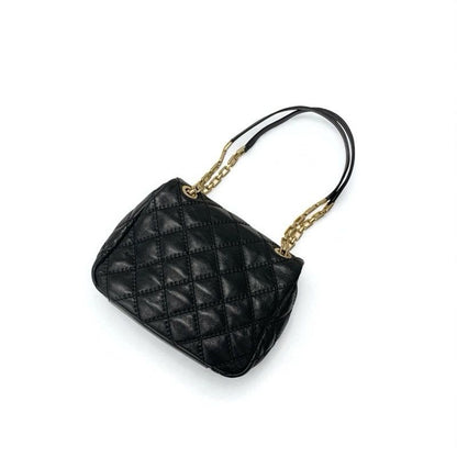 Chanel Bag Shoulder Leather Black Gold Quilted Single Flap