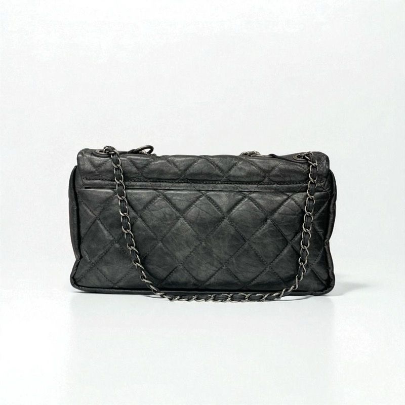 Chanel Bag Shoulder Bag Vintage Calf Gray Silver Matelasse Coco Mark Single