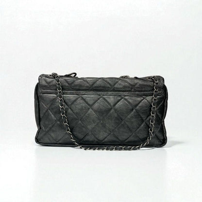 Chanel Bag Shoulder Bag Vintage Calf Gray Silver Matelasse Coco Mark Single