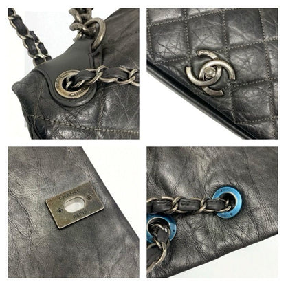 Chanel Bag Shoulder Bag Vintage Calf Gray Silver Matelasse Coco Mark Single