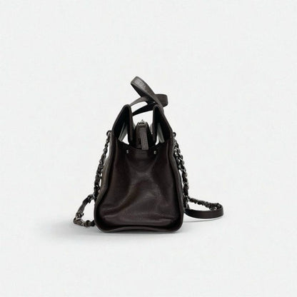 Chanel Bag Shoulder Brown Silver Gunmetal Hardware Quilted Caviar Leather