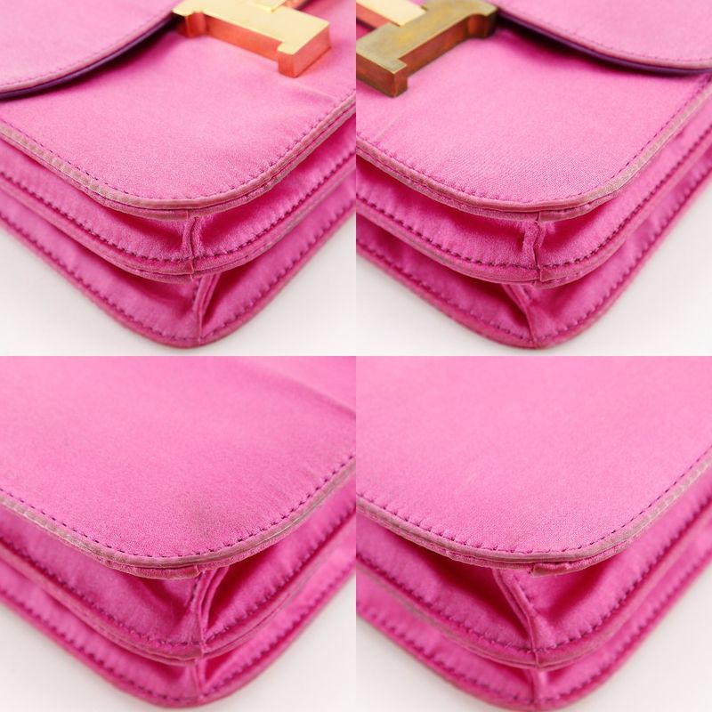 Hermes Constance Mini 18 Silk Pink Gold Hardware O Women's Shoulder Bag