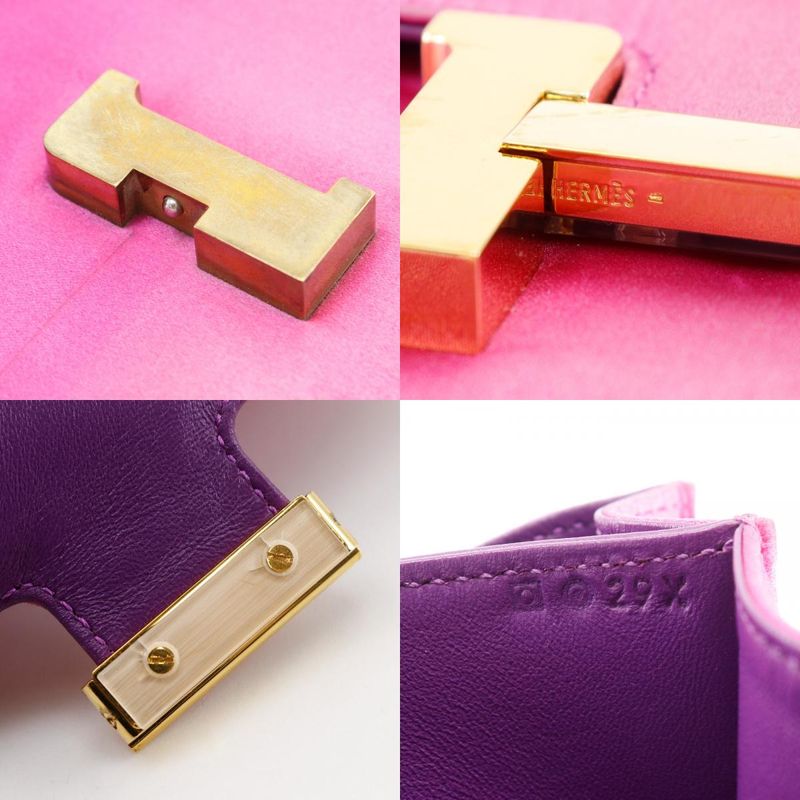 Hermes Constance Mini 18 Silk Pink Gold Hardware O Women's Shoulder Bag