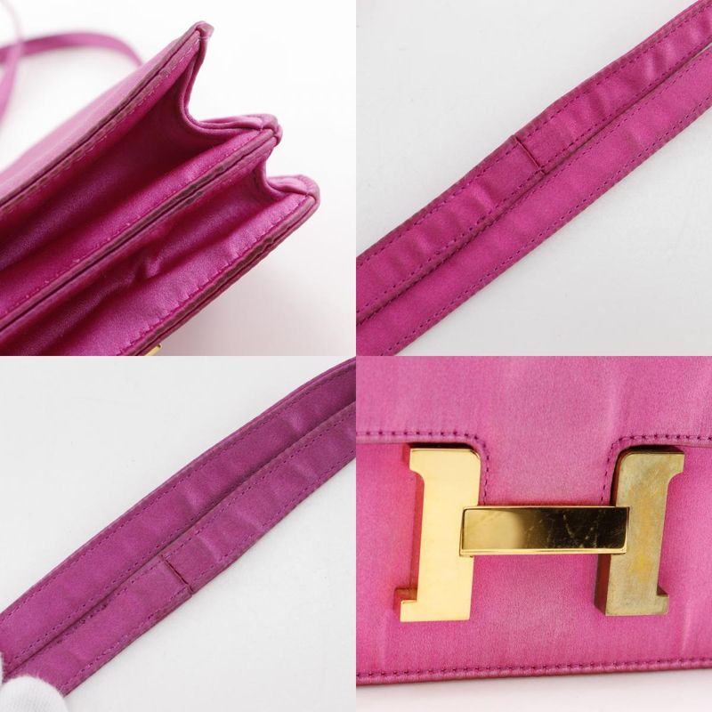 Hermes Constance Mini 18 Silk Pink Gold Hardware O Women's Shoulder Bag