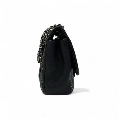 Chanel Bag Shoulder Black Silver Turnlock Single Flap Double