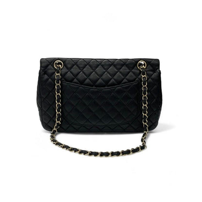 Chanel Bag Shoulder Black Gold Quilted Single Flap Double Chain