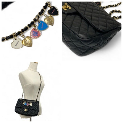 Chanel Bag Shoulder Black Gold Quilted Single Flap Double Chain