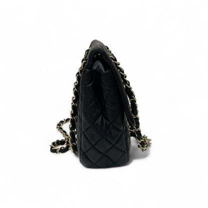 Chanel Bag Shoulder Black Gold Quilted Single Flap Double Chain