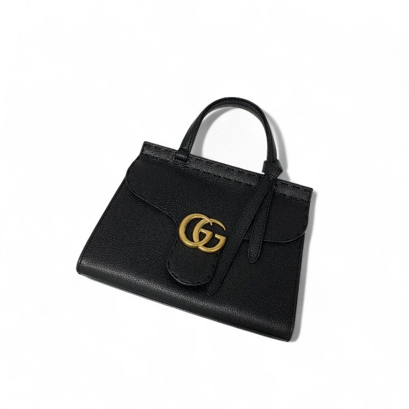 Gucci Bag Shoulder Bag Black Gold Ggmarmont Mini Top Handle Bag 2way Handbag