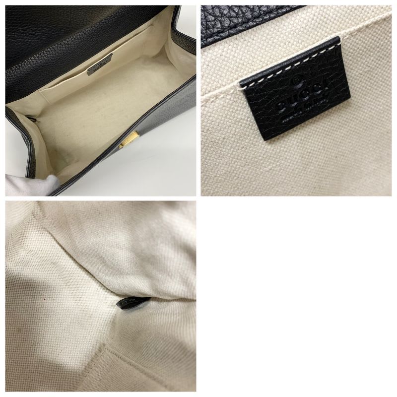 Gucci Bag Shoulder Black Gold GG Marmont Mini Top Handle 2-Way Handbag