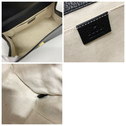 Gucci Bag Shoulder Black Gold GG Marmont Mini Top Handle 2-Way Handbag