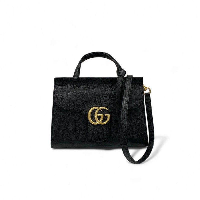 Gucci Bag Shoulder Bag Black Gold Ggmarmont Mini Top Handle Bag 2way Handbag