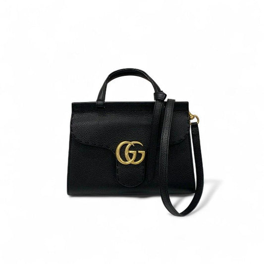 Gucci Bag Shoulder Bag Black Gold Ggmarmont Mini Top Handle Bag 2way Handbag