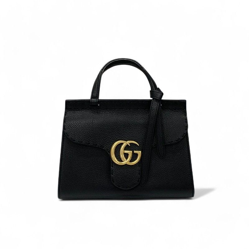 Gucci Bag Shoulder Bag Black Gold Ggmarmont Mini Top Handle Bag 2way Handbag
