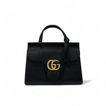 Gucci Bag Shoulder Bag Black Gold Ggmarmont Mini Top Handle Bag 2way Handbag