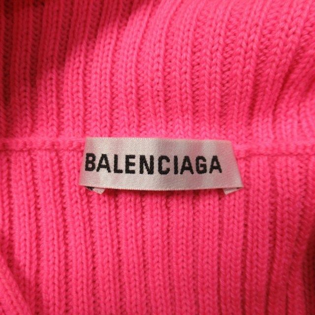 19aw Balenciaga Virgin Wool Rib Knit Deformed Design Oversize D Sweater XS Pink