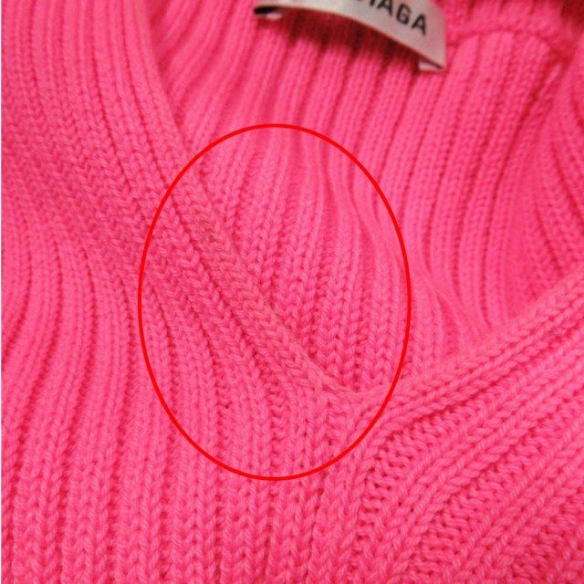 19aw Balenciaga Virgin Wool Rib Knit Deformed Design Oversize D Sweater XS Pink