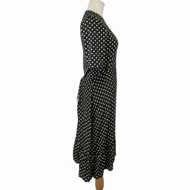 19aw Balenciaga Dot Fishtail Dress Logo Print Stretch Material Dress 38 Black