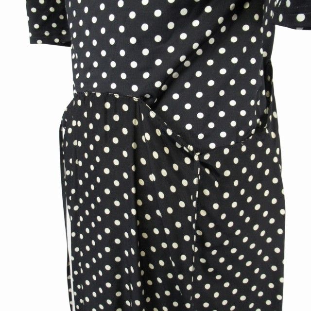 19aw Balenciaga Dot Fishtail Dress Logo Print Stretch Material Dress 38 Black