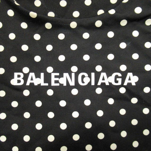 19aw Balenciaga Dot Fishtail Dress Logo Print Stretch Material Dress 38 Black