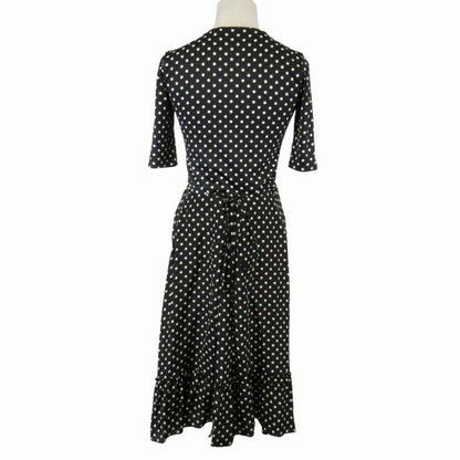 19aw Balenciaga Dot Fishtail Dress Logo Print Stretch Material Dress 38 Black