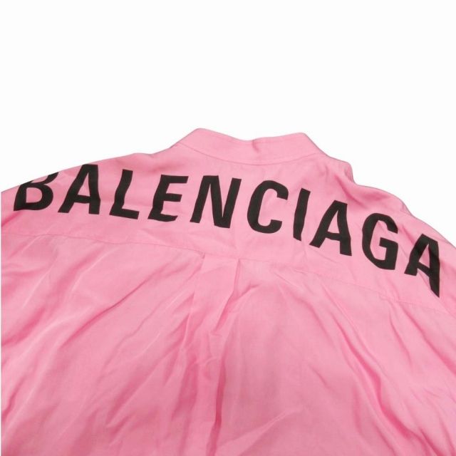 19aw Balenciaga Back Logo Oversize D Bowtie Band Collar Shirt Blouse Tops Cut