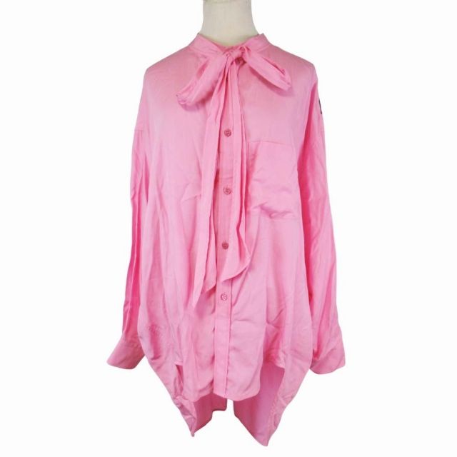 19aw Balenciaga Back Logo Oversize D Bowtie Band Collar Shirt Blouse Tops Cut