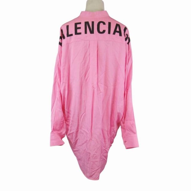 19aw Balenciaga Back Logo Oversize D Bowtie Band Collar Shirt Blouse Tops Cut