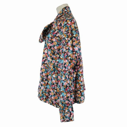 2018 Balenciaga Flower Print Bowtie Shirt Floral Pattern Oversize Blouse
