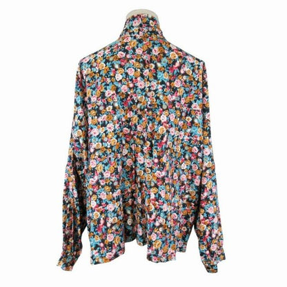 2018 Balenciaga Flower Print Bowtie Shirt Floral Pattern Oversize Blouse