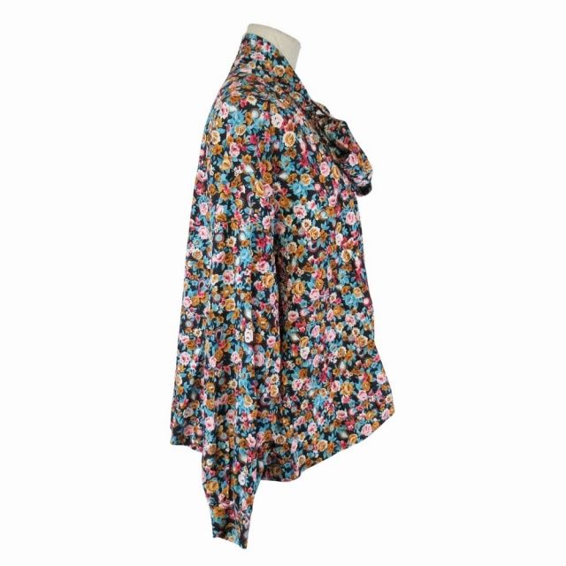 2018 Balenciaga Flower Print Bowtie Shirt Floral Pattern Oversize Blouse