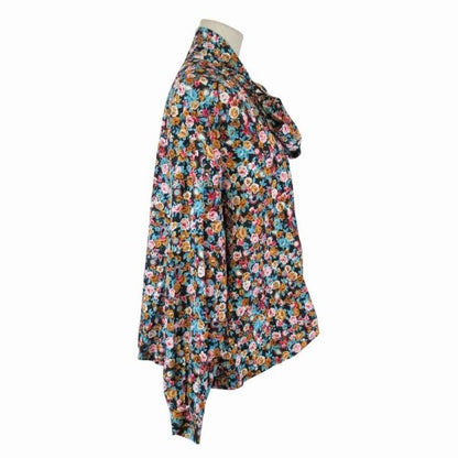 2018 Balenciaga Flower Print Bowtie Shirt Floral Pattern Oversize Blouse