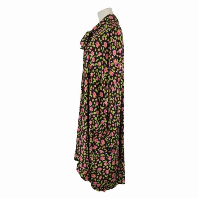 19aw Balenciaga Flower Print Silk Chiffon Bowtie Shirt Dress Blouse Dress