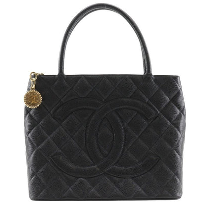 Chanel Reprint Tote Coco Mark Matelasse A01804 Caviar Skin Black Women's Tote