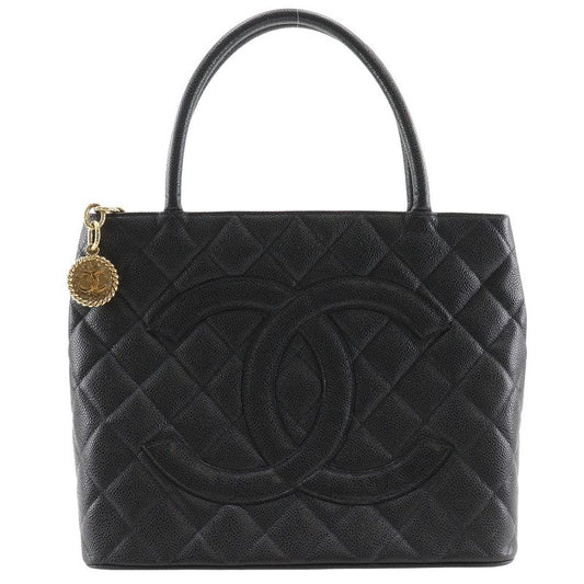 Chanel Reprint Tote Coco Mark Matelasse A01804 Caviar Skin Black Women's Tote