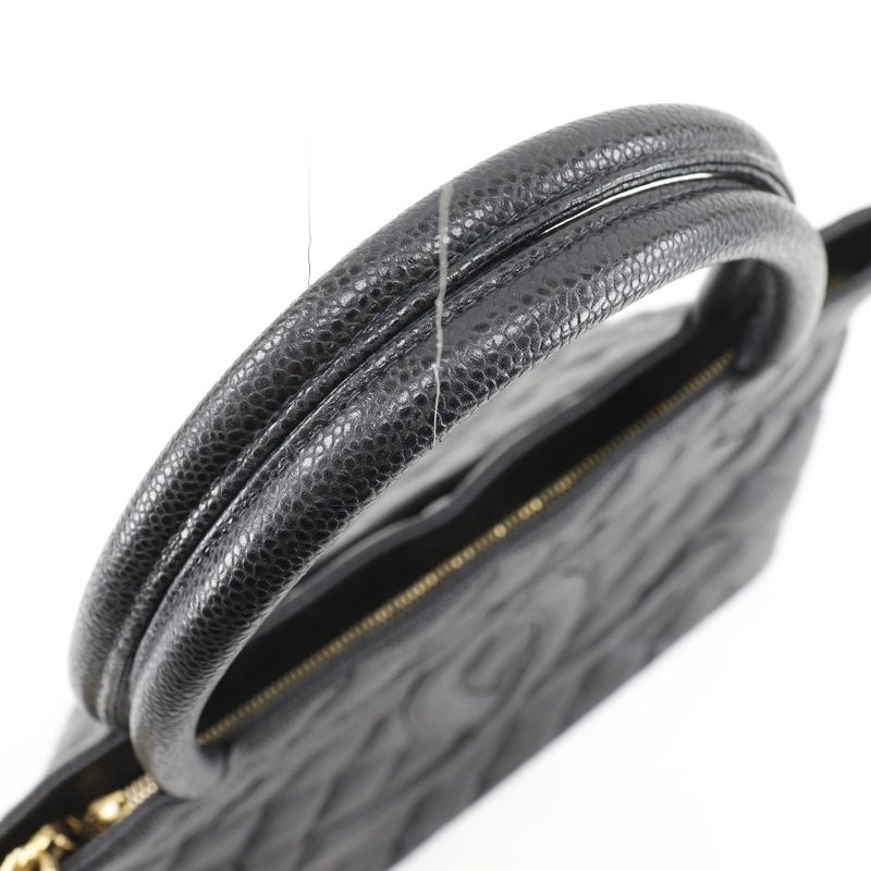 Chanel Reprint Tote Coco Mark Matelasse A01804 Caviar Skin Black Women's Tote