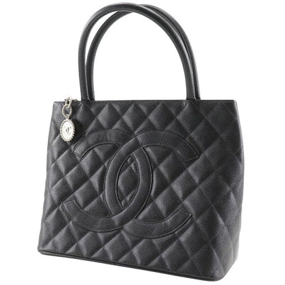 Chanel Reprint Tote Coco Mark Matelasse A01804 Caviar Skin Black Women's Tote