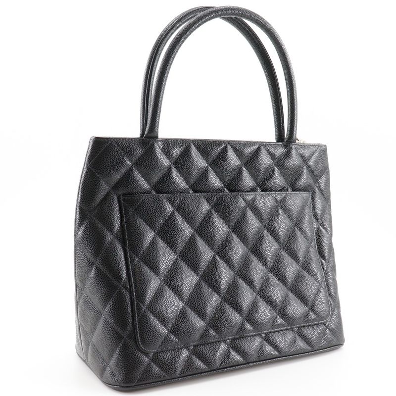 Chanel Reprint Tote Coco Mark Matelasse A01804 Caviar Skin Black Women's Tote